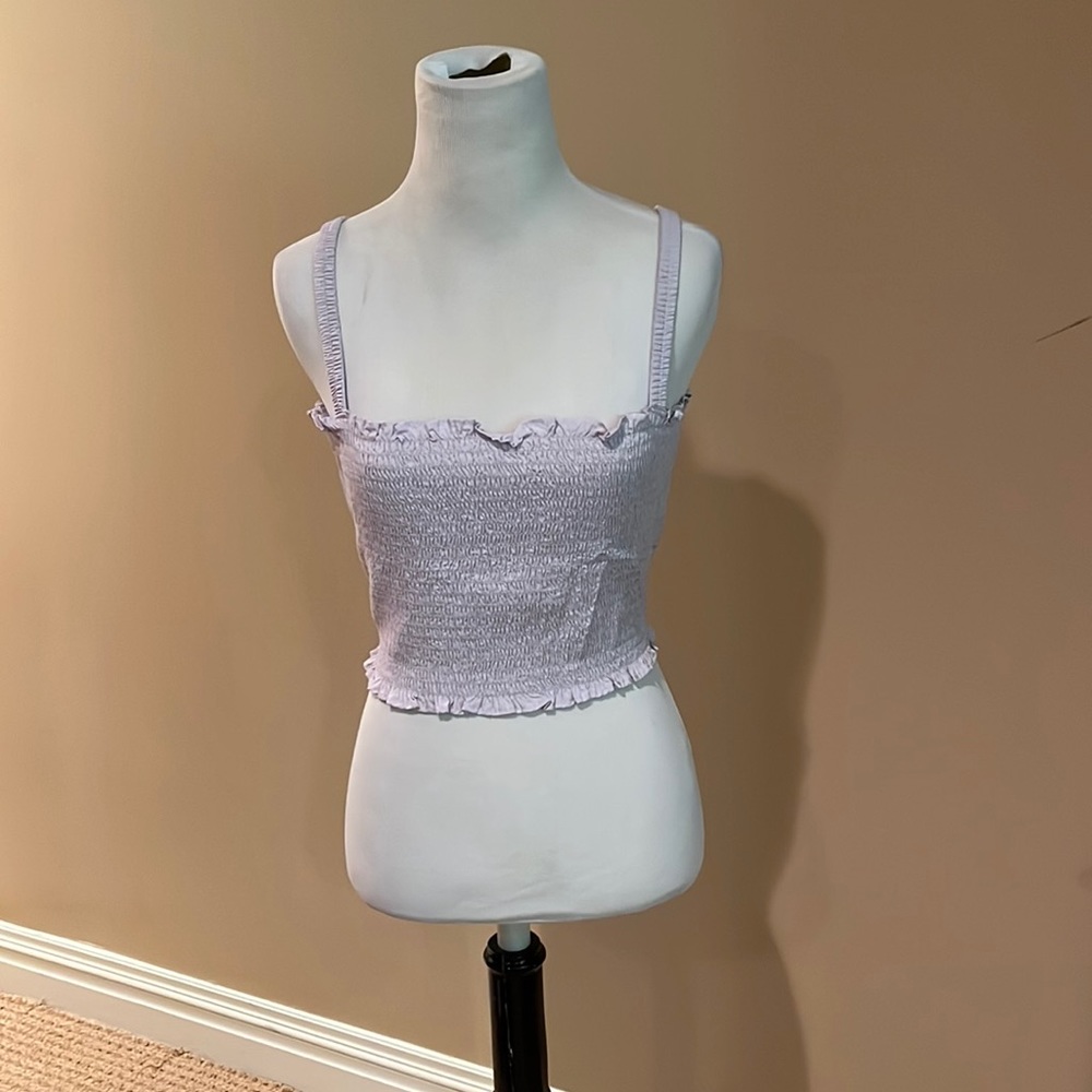 Weekday smocked lavender cropped tank top NWT